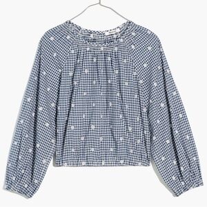 Madewell Navy Gingham Blouse